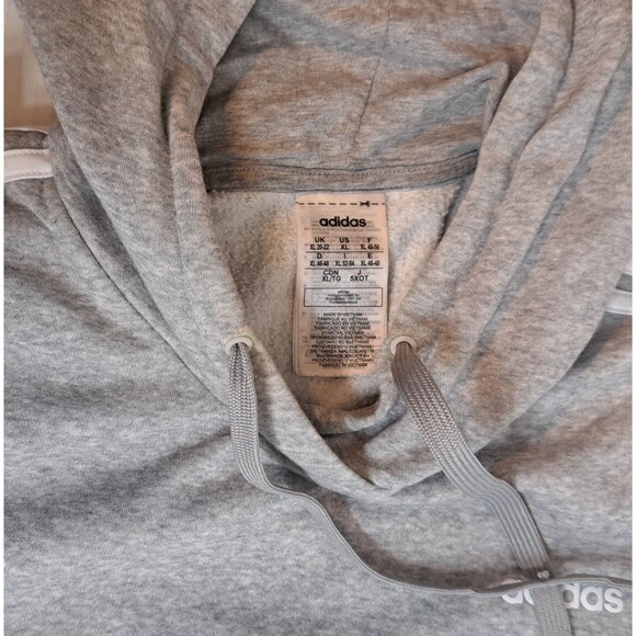 Adidas Womens XL Essentials French Terry 3-Stripes Fleece Pullover Hoodie Grey - Picture 5 of 6